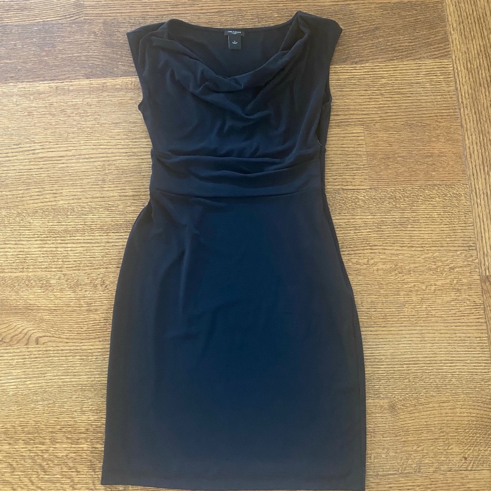Ann Taylor cowl neck dress ~ black